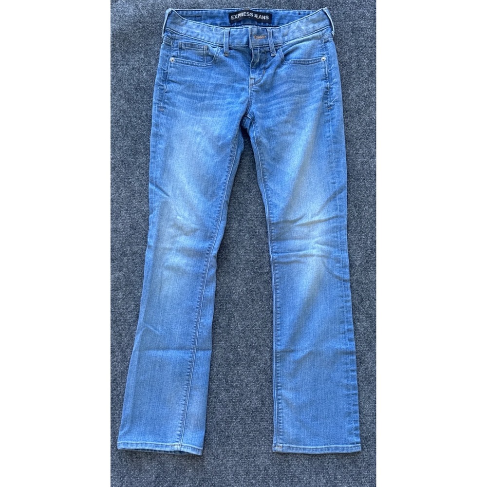 Express Jeans Stella Barely Boot Low Rise Light Wash Blue Denim Size 0s Womens